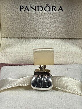 NWOT Pandora Authentic 14K Gold and Sterling Silver Clutch Purse Charm 790475